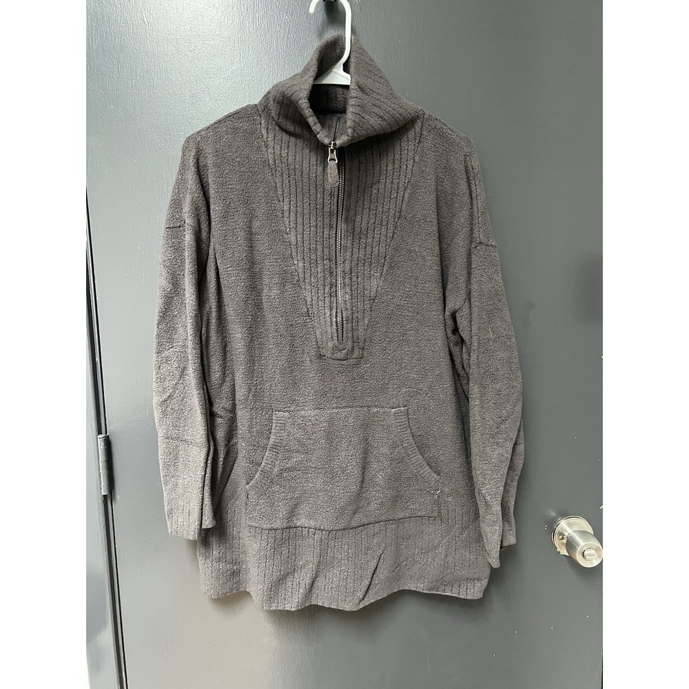Barefoot Dreams Sweater Womens Sz 1X Gray Half Zip Cozy Chic Lite Tunic Pocket